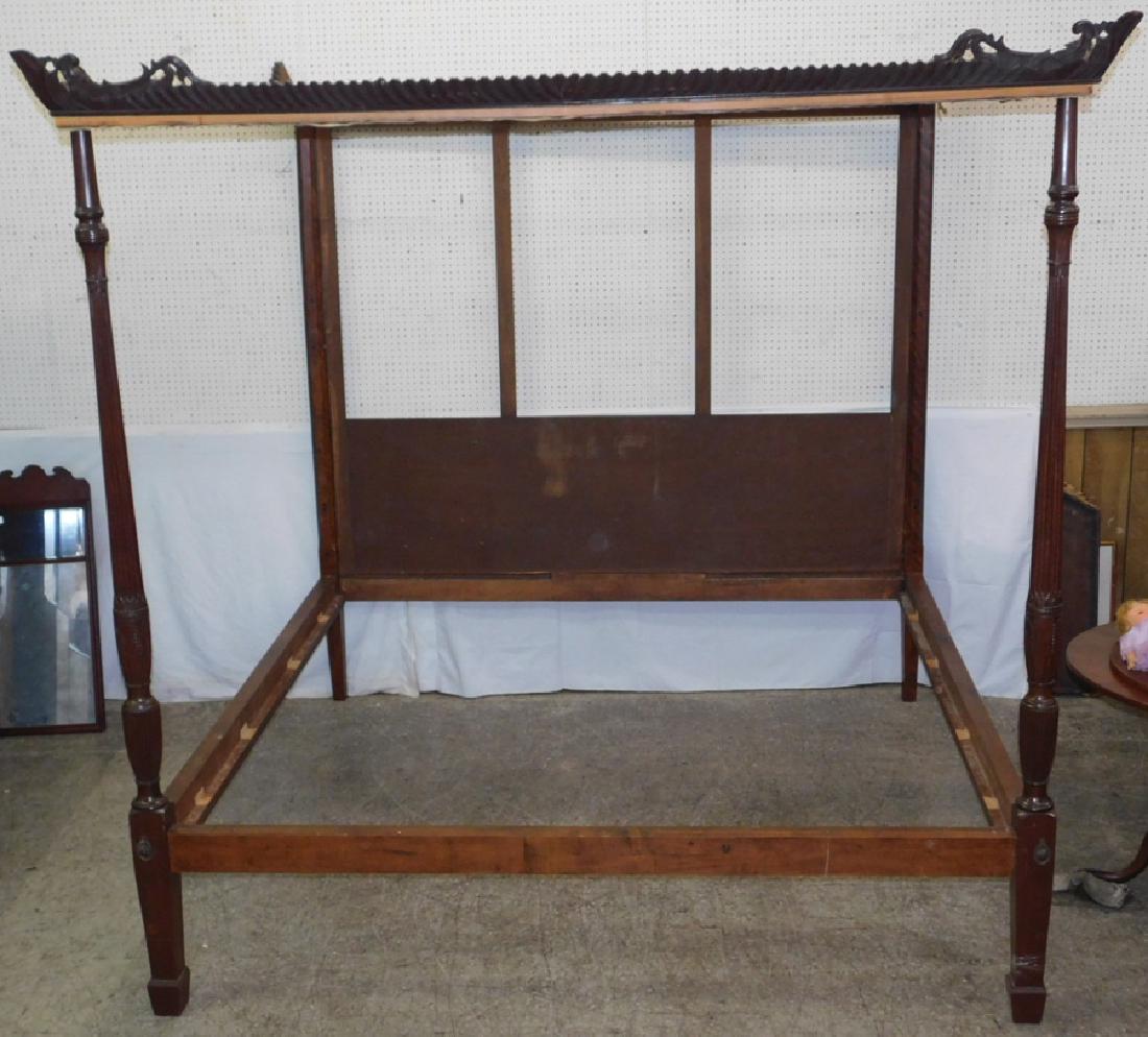 Rice carved King size mahogany 4 post bed (1 of 6)
