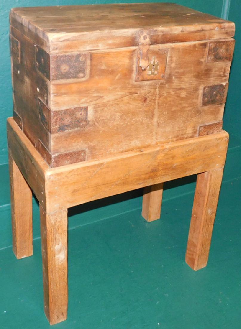 Antique Pine Box On Stand (1 of 3)