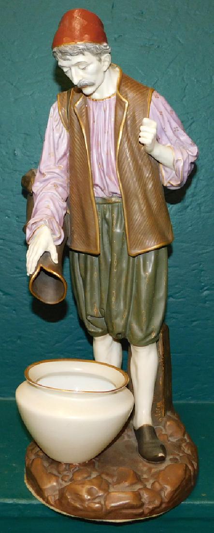 Royal Dux Porcelain Figure Of A Man: Royal Dux Porcelain Figure Of A Man With Restoration. 18" H
