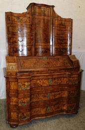 18th C Inlaid Italian 3 Part Bureau Secretary