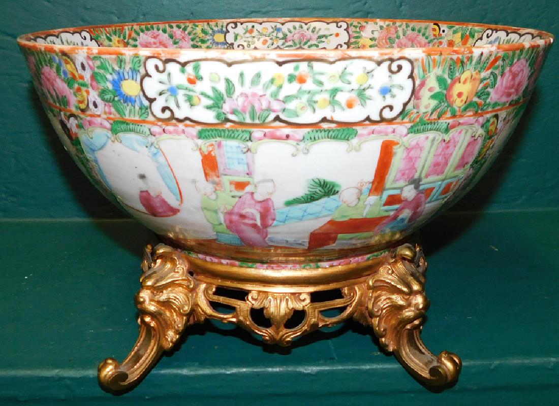 Rose Medallion Bowl On Gilt Bronze Stand (1 of 4)