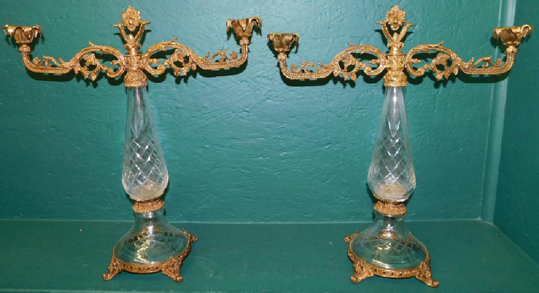 Pair Bronze & Cut-glass Candelabras (1 of 3)