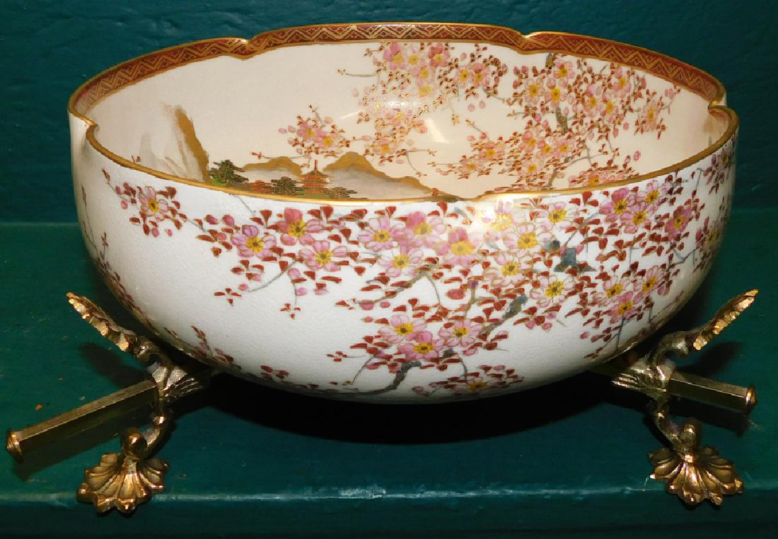 Satsuma Bowl On Brass Cross Stand (1 of 4)