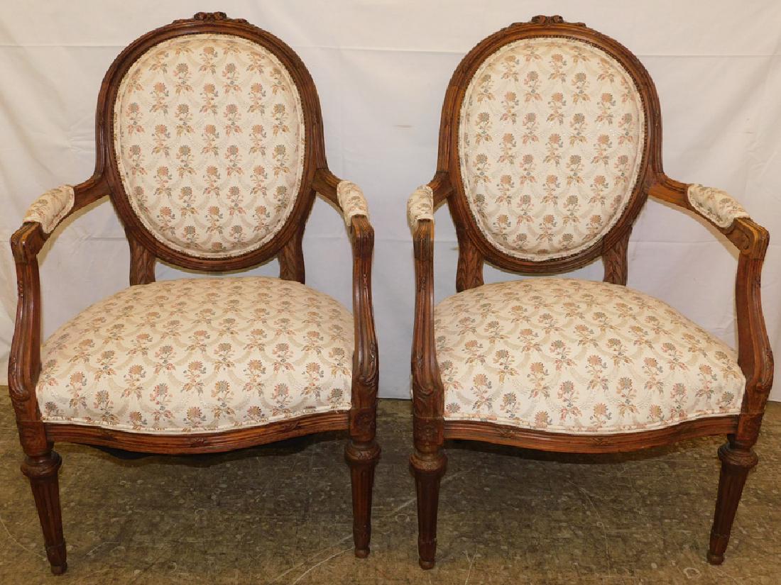 Pair French Carved Walnut Fauteuils (1 of 4)