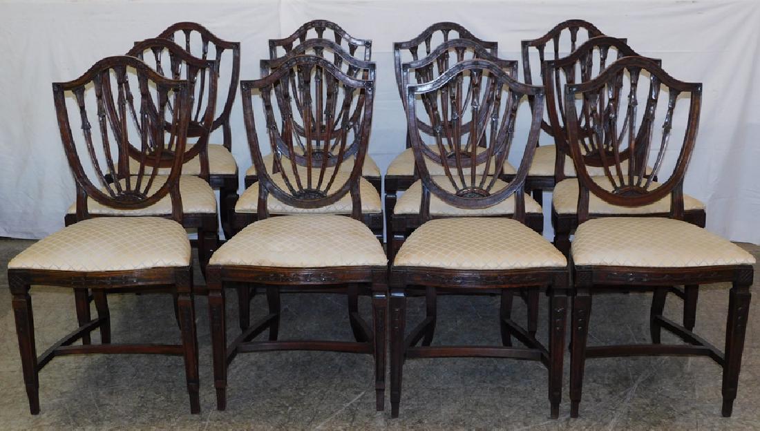 Set 12 Walnut  Shield Back Dining Chairs (1 of 6)