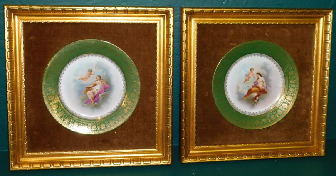 Pair Gold Leaf Framed Royal Vienna Portrait Plates (1 of 4)