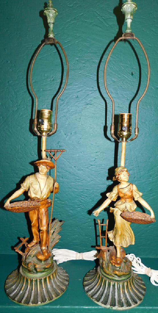Pair Painted Metal Figural Lamps (1 of 2)