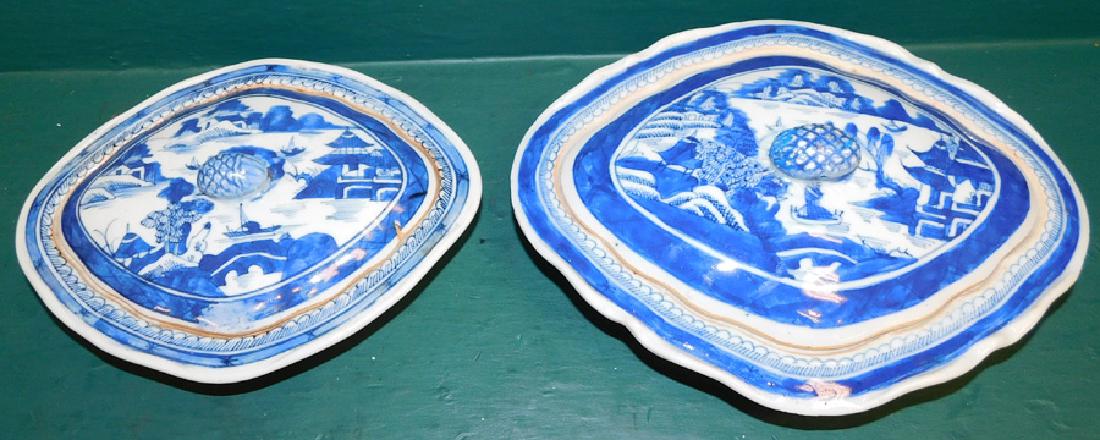 2 19th C Bl & Wh Canton Covered Vegetables (1 of 4)