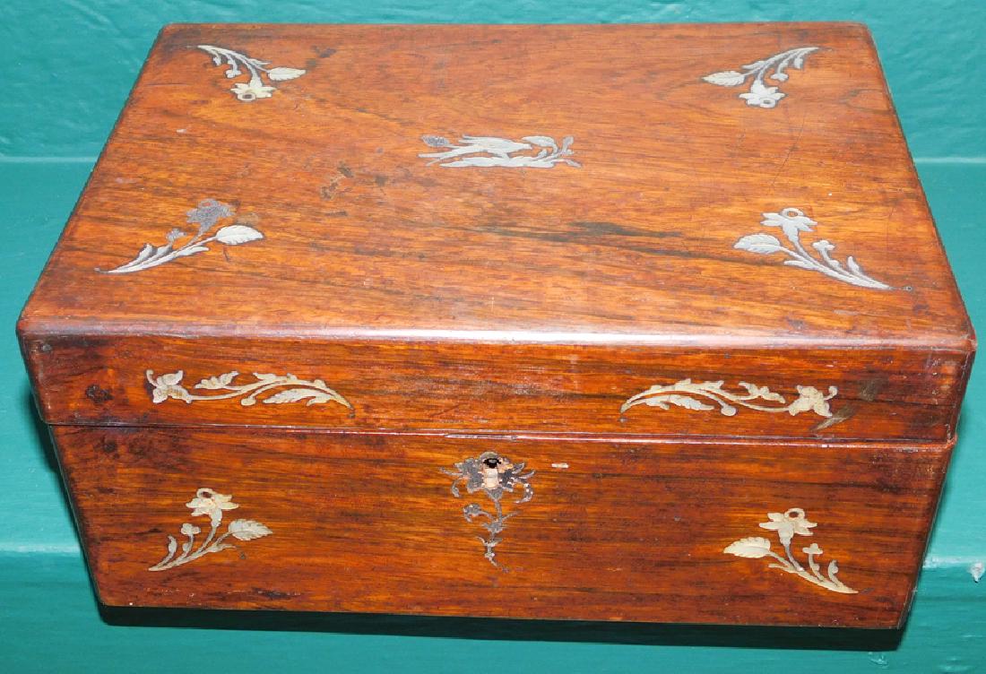 19th C Rosewood Mother of Pearl Inlaid Box (1 of 3)