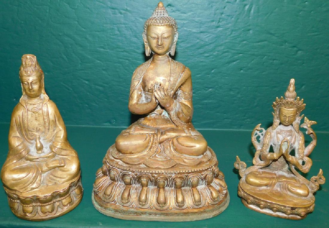 Three Oriental Brass Buddha Figurines (1 of 5)