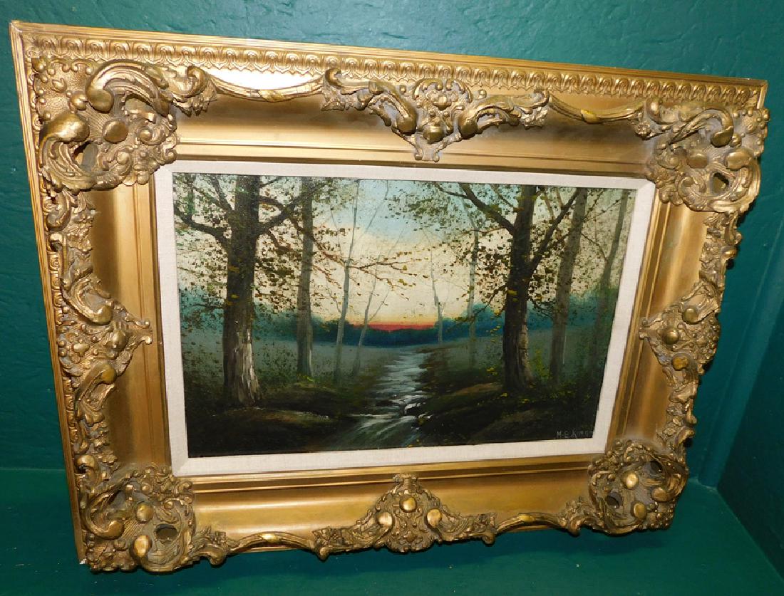 OOC Stream Scene Signed M E King In Ornate Frame (1 of 4)