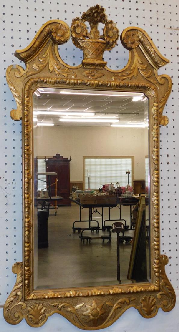 Gilt Wood Broken Arch Pediment Beveled Mirror (1 of 3)