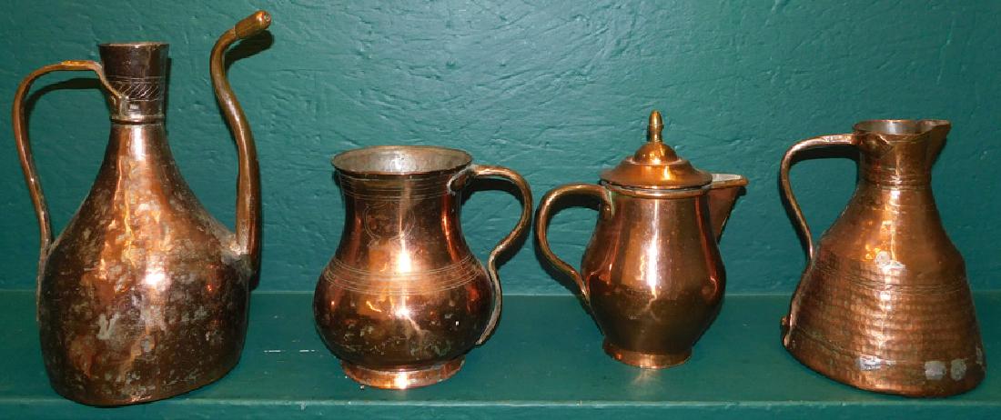 Four Antique Copper Pitchers (1 of 2)
