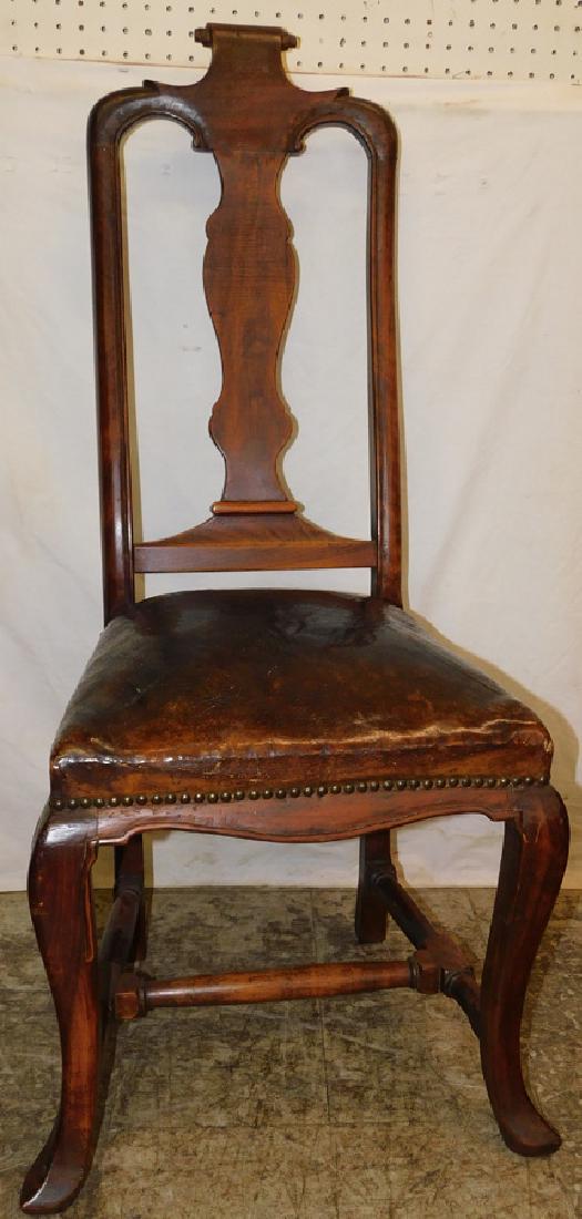 Walnut Leather Seat Spanish Side Chair (1 of 3)