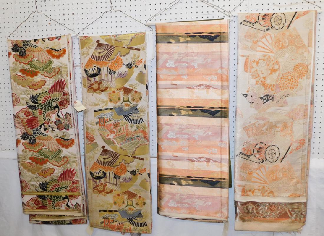 Four Oriental Embroidered Silk Obi Sashes (1 of 8)