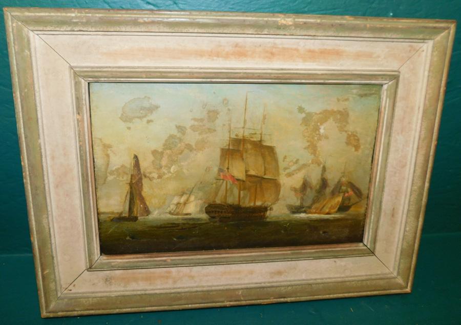 Oil on board of sailing ships: Oil on board of sailing ships. 18" x 13"