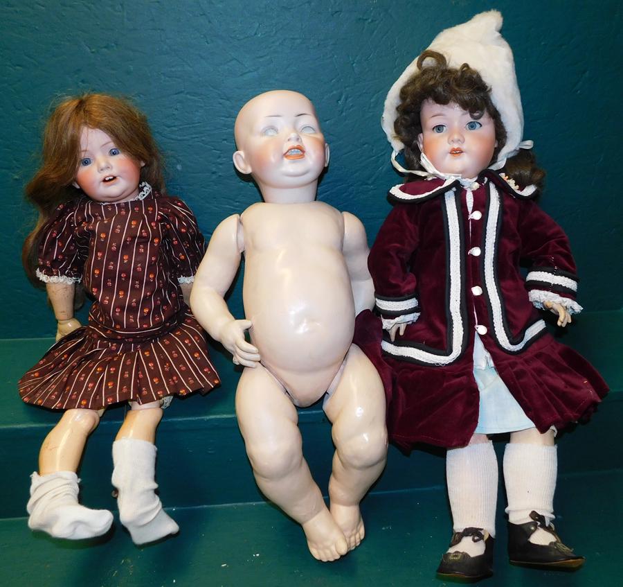 Lot 3 Bisque Head  Dolls (1 of 4)