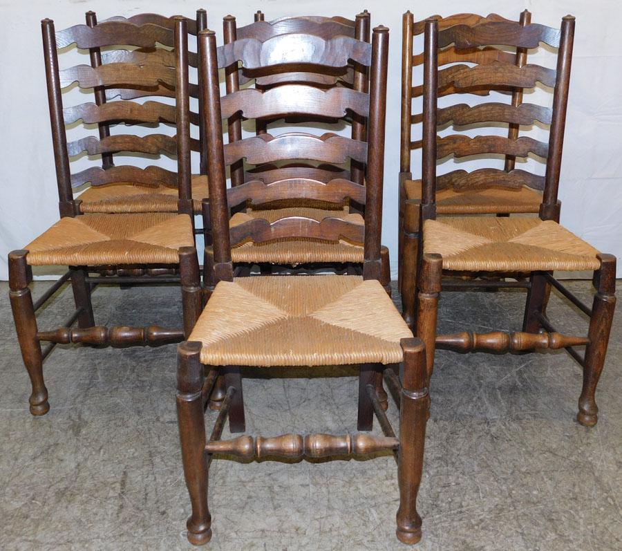 7 Rush Seat ladderback English Oak Chairs (1 of 4)