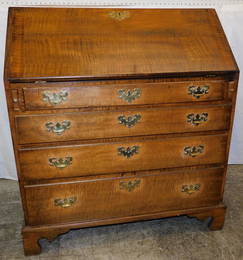18th C Tiger Maple Slant Front Desk