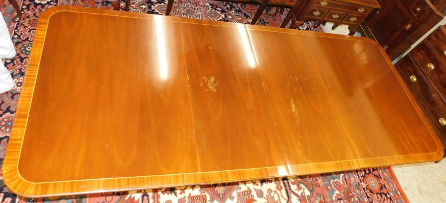 Baker Mahog Inlaid Banded Top Two Pedestal Table (1 of 5)