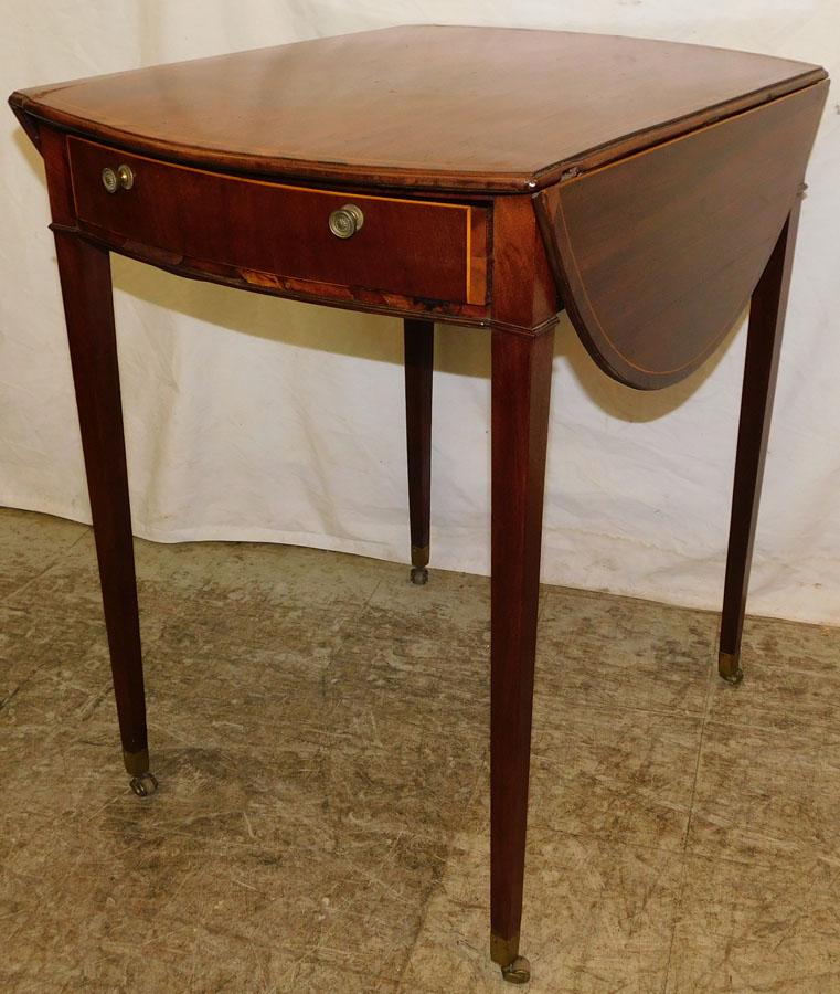 19th C Mahog Inlaid One Drawer Pembroke Table (1 of 3)