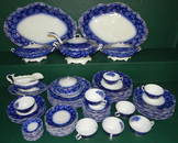 88 Pc W H Grindley Flow Blue China "GRACE "