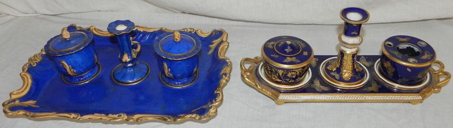 Two Hand painted Porcelain Inkwells (1 of 2)