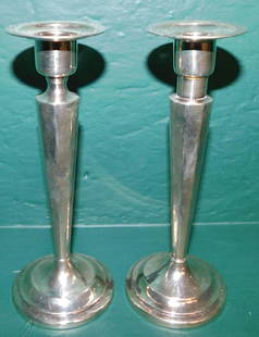 Pair Richard Woods Sterling Candlesticks: Pair Richard Woods Sterling Candlesticks. 7" H