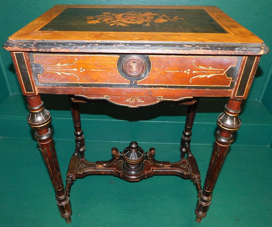 American Victorian inlaid center table (1 of 6)