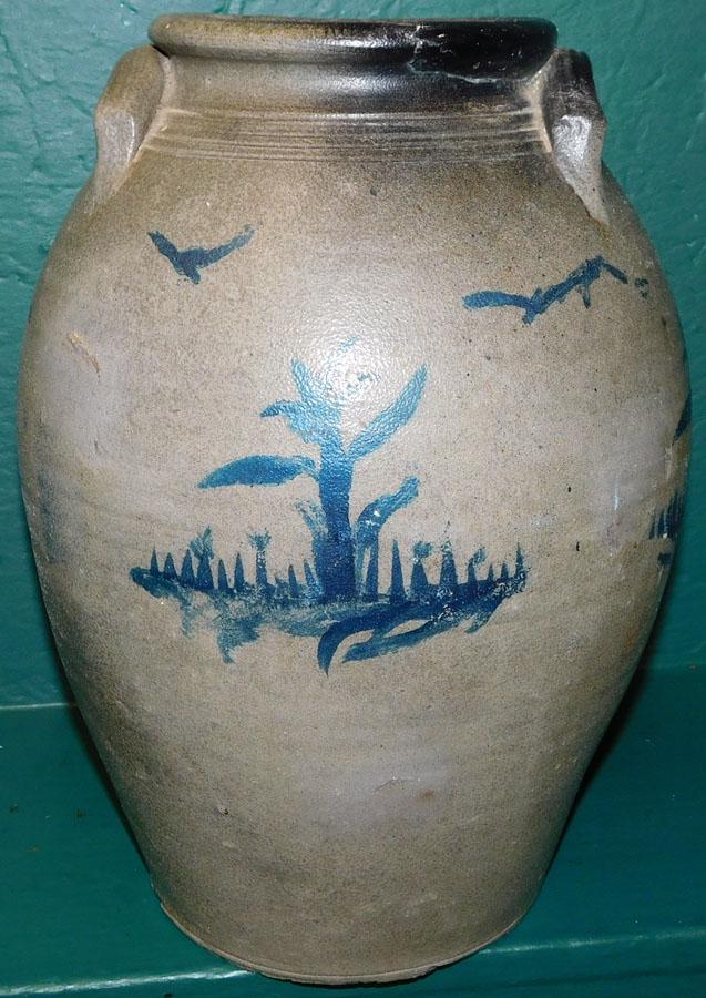 Stoneware crock with small repair (1 of 6)