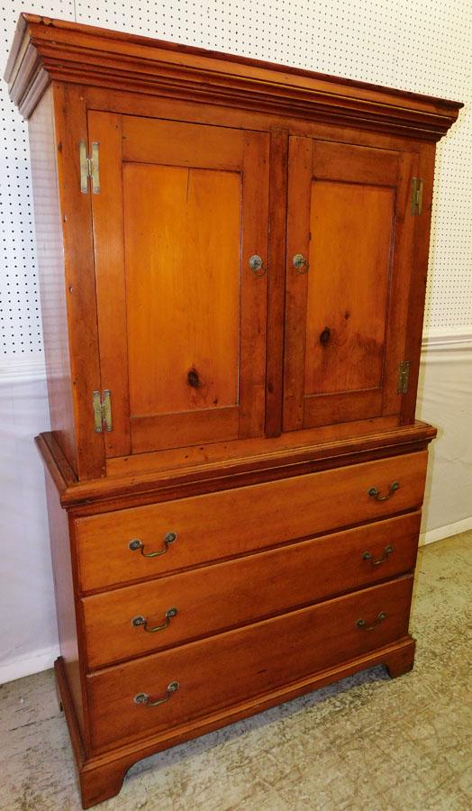 19th century cherry/pine linen press (1 of 4)
