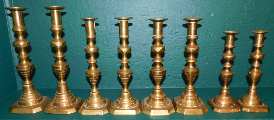4 Pair Beehive Brass Candlesticks (1 of 5)