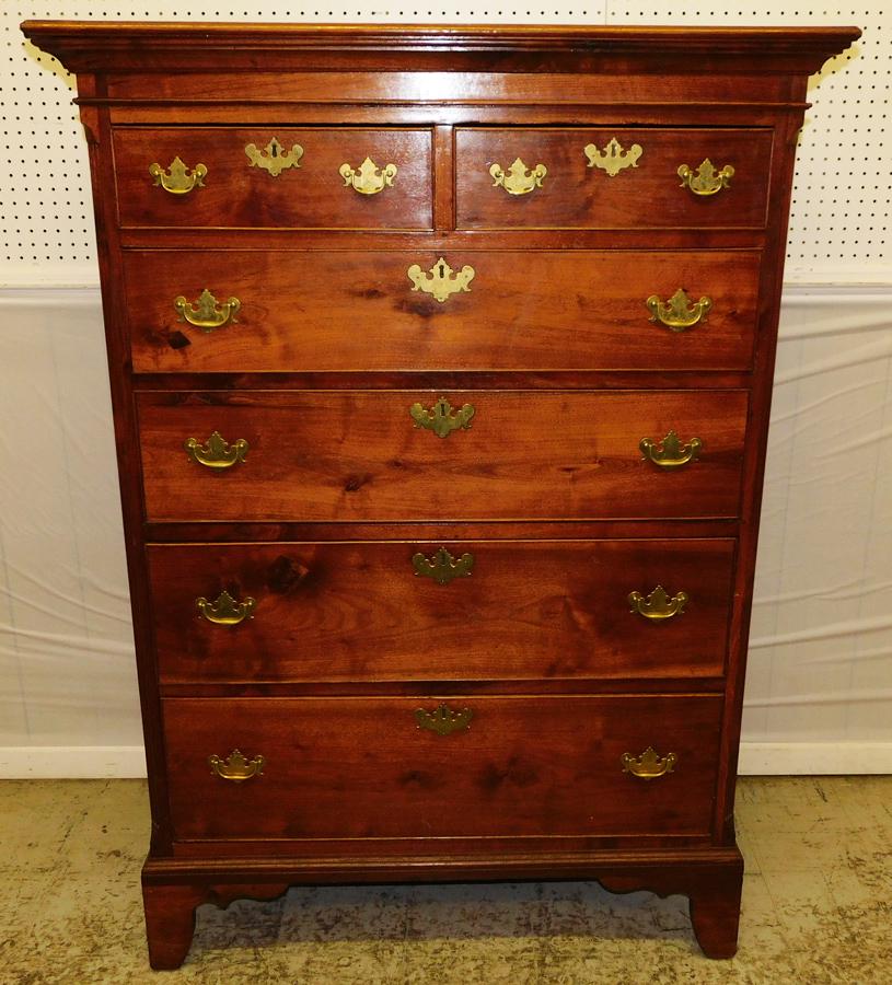 18th C Walnut 2/4 Tall Chest W Reeded Col (1 of 4)