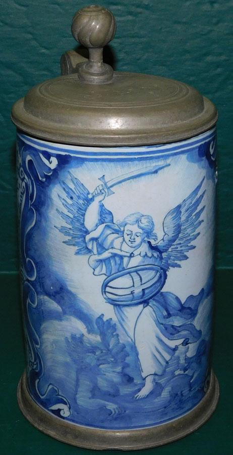 19th C Delft Tankard With Pewter Lid (1 of 5)