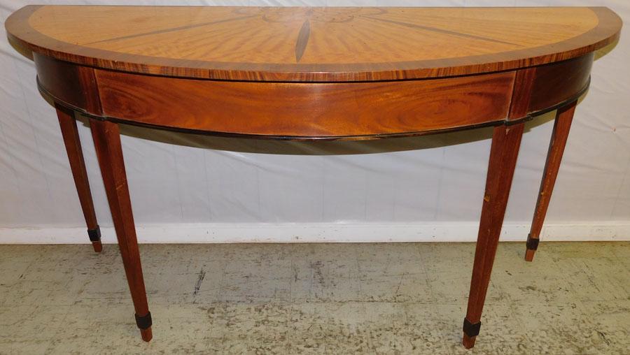 Satin Wood Rosewood Inlay Demilune Console (1 of 4)
