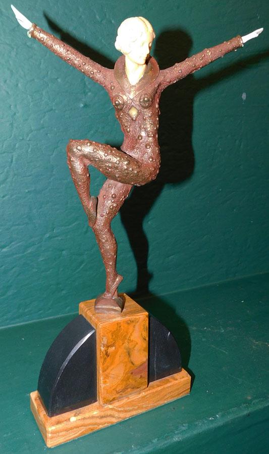 Bronze & Marble Art Noveau Figure Signed D.H. Chiparus (1 of 6)
