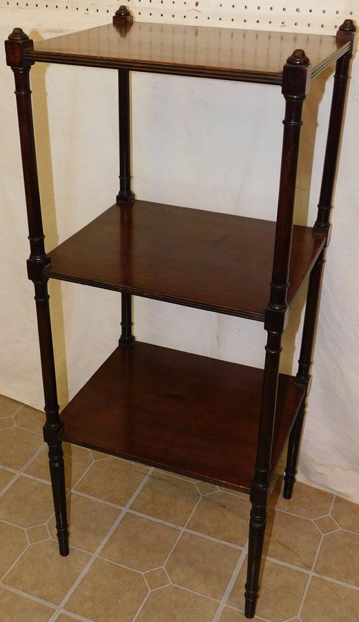 Mahogany Three Tier Shelving Unit (1 of 2)