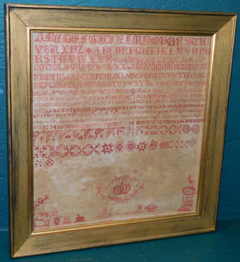19th C Needlework Sampler Dated 1882 (1 of 6)