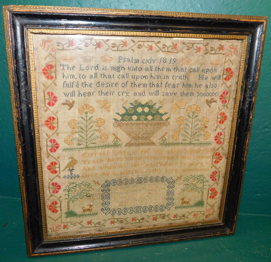 19th C Needlework Sampler Dated 1842 (1 of 8)