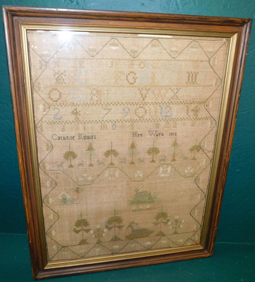 19th C Needlework Sampler Dated 1812 (1 of 8)