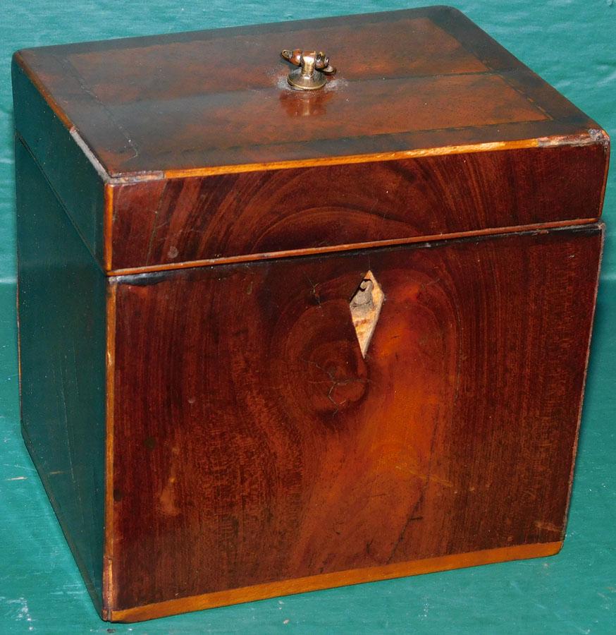 19th C Mahogany Tea Caddy`` (1 of 3)