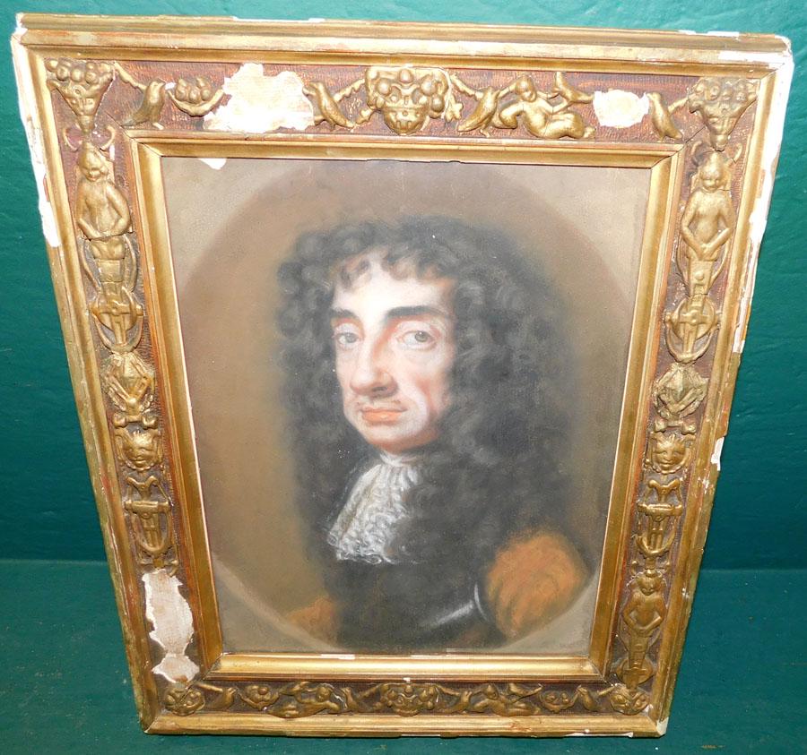 Framed Pastel Of King Charles By Sir Peter Lily (1 of 2)
