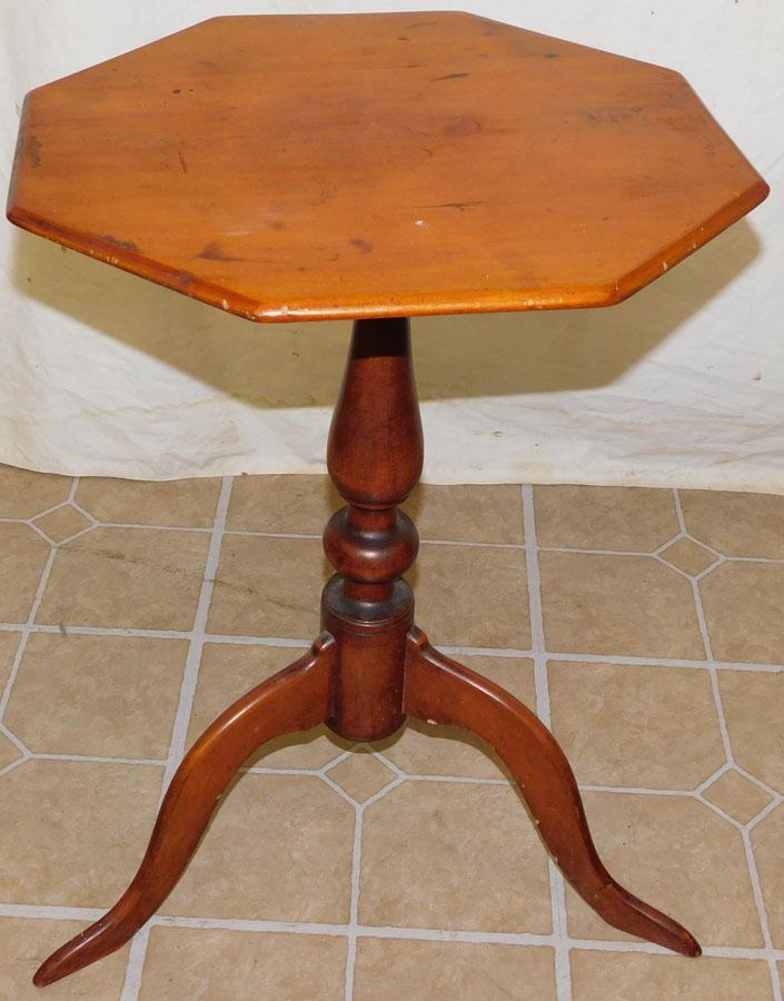 19th C Cherry Octagonal Shaped top Candle Stand (1 of 2)