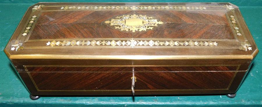 19th C Rosewood MOP Inlay Dresser Box (1 of 2)