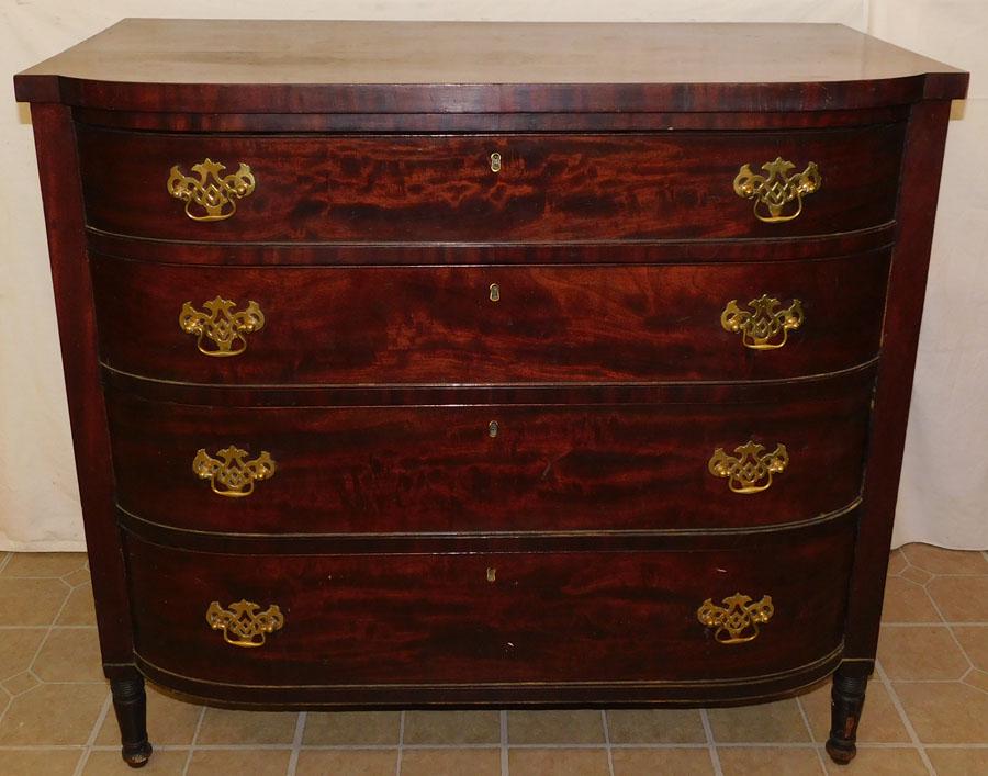 19th C Mahogany 4 Drawer Sheraton Chest (1 of 6)