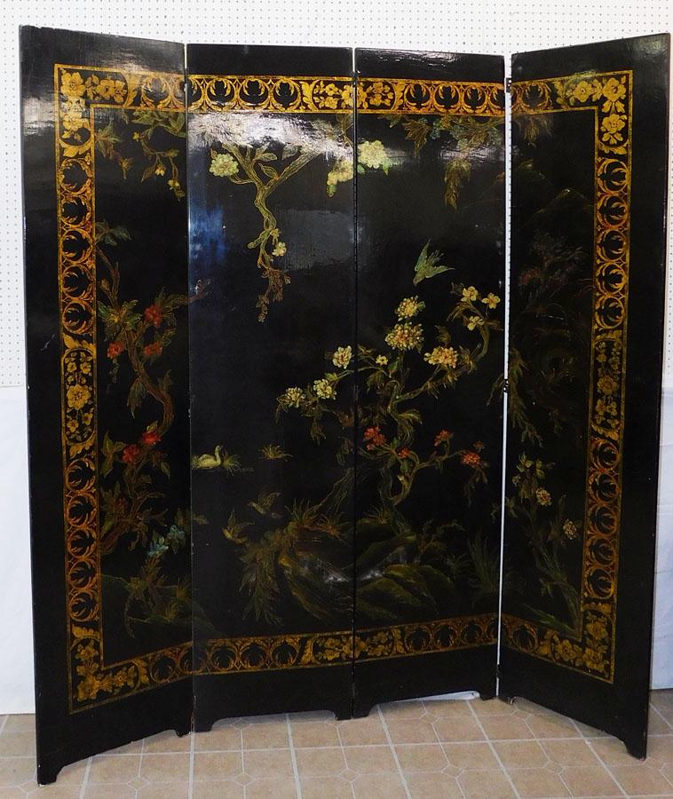 Four Panel Paint Decorated Screen (1 of 7)