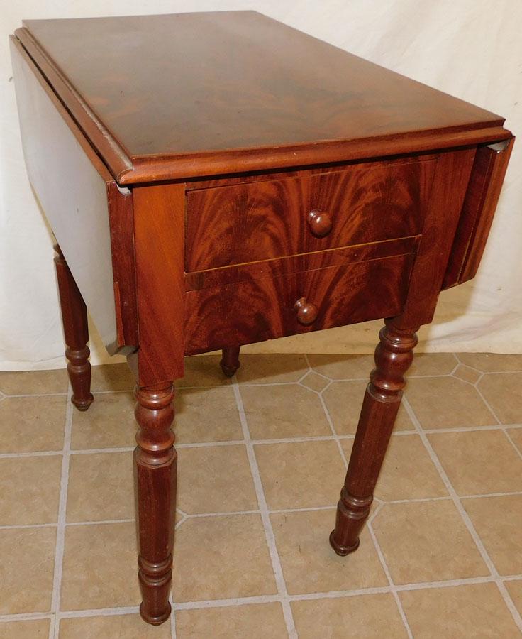 19th C Mahogany Sheraton Drop Leaf Work Stand (1 of 4)