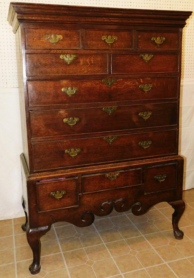 19th C English Oak QA Chest On Stand (1 of 6)