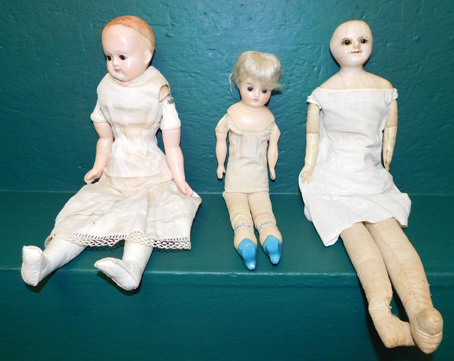 Three Antique Wax Head Dolls (1 of 1)