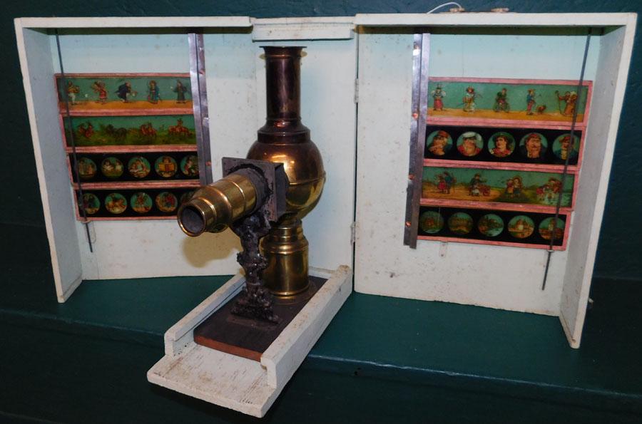 19th C Magic Lantern W/ Glass Slides (1 of 3)